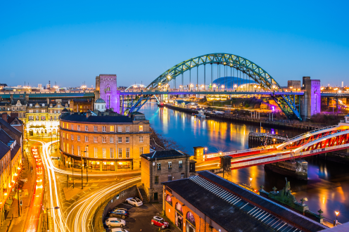 This image shows Newcastle city centre at night