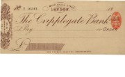 Cheque form of Cripplegate Bank Ltd, 1896