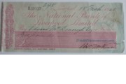 Cheque of National Bank of Liverpool, 1868
