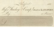 Cheque form of S & G Stuckey & Co, 1820s