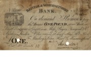£1 note of Bristol & Somersetshire Bank, 1818