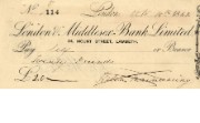 Cheque of London & Middlesex Bank Ltd, 1862