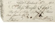 Cheque issued by Wright & Co, 14 April 1830