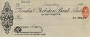 Cheque form of London & Yorkshire Bank, 1890s