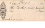 Unissued cheque form of Bank of Leeds, 1860s