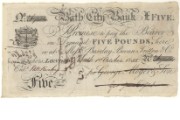 £5 note of Bath City Bank, 1855