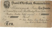 £10 note of Yeovil Old Bank, 1840s