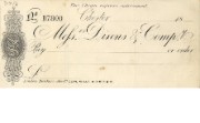 Cheque form of Messrs Dixons & Co, 1878