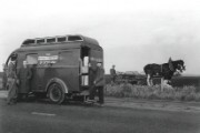 National Bank of Scotland's mobile bank service in operation in about 1950