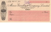 Cheque form of Bombay branch of Grindlay & Co Ltd, c.1930