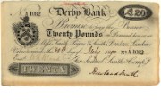 £20 banknote of Derby Bank, 30 July 1890