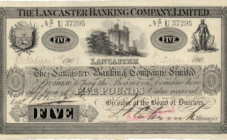 £5 note of Lancaster Banking Co, 1907