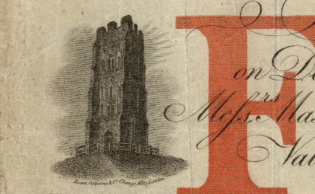 Detail from a £5 note of John Fry Reeves & Thomas Porch Porch, 1834