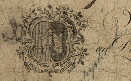 Detail from a £1 note of Exeter Bank, 14 March 1808