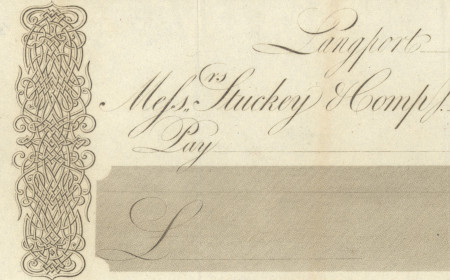 Cheque form of S & G Stuckey & Co, 1820s
