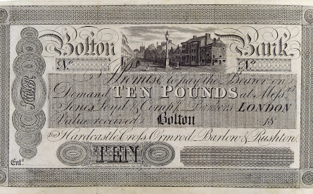 £10 note of Bolton Bank, 1830s