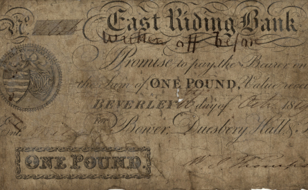 Banknote of York & East Riding Bank, 1869