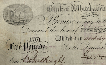 £5 note of Bank of Whitehaven, 1905