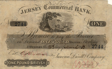 £1 note of Jersey Commercial Bank, 26 March 1853