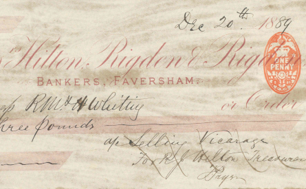 Detail from a £10 note of Faversham Bank, 1882