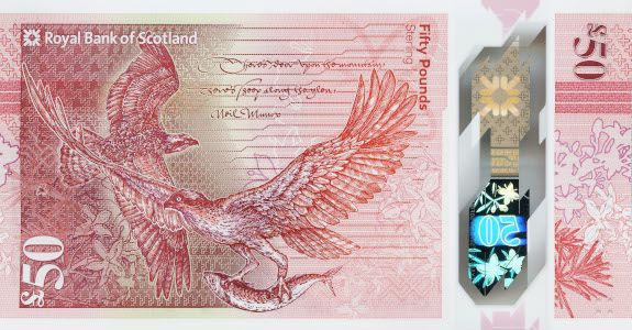 Back of the Royal Bank of Scotland £50 note, showing ospreys