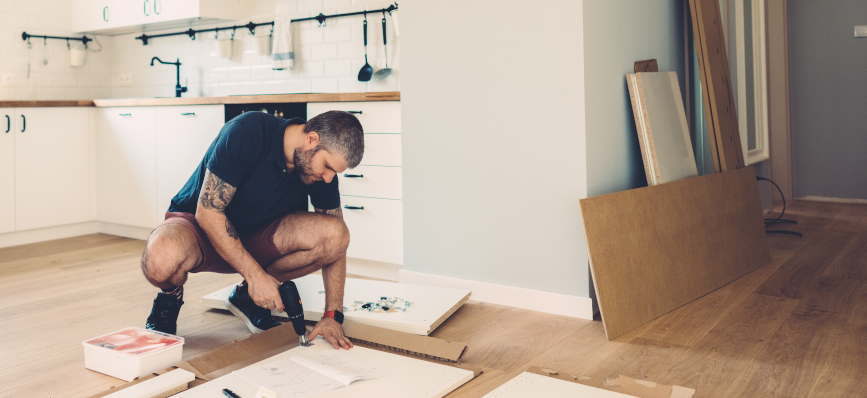 Man building a kitchen