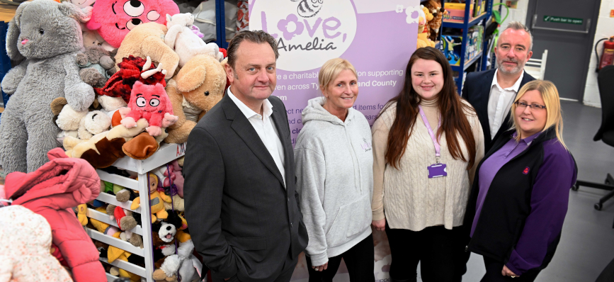 The team from the Love Amelia alongside NatWest’s Washington branch manager Gemma Hughes
