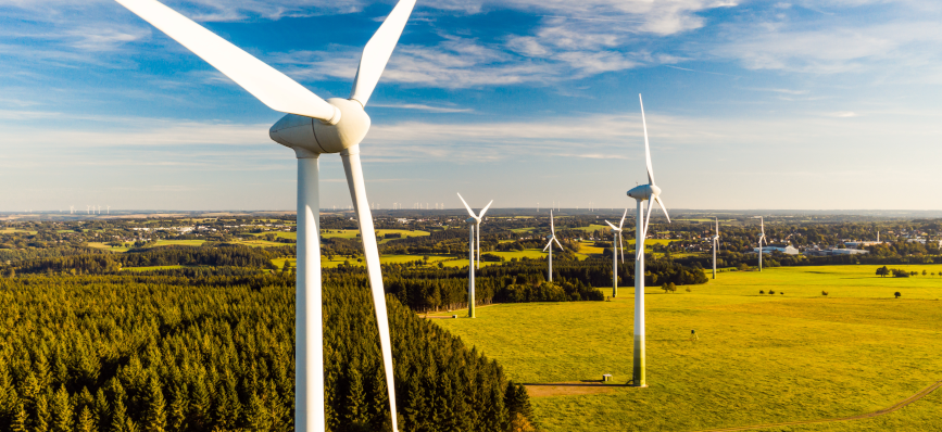 Wind turbines in countryside 