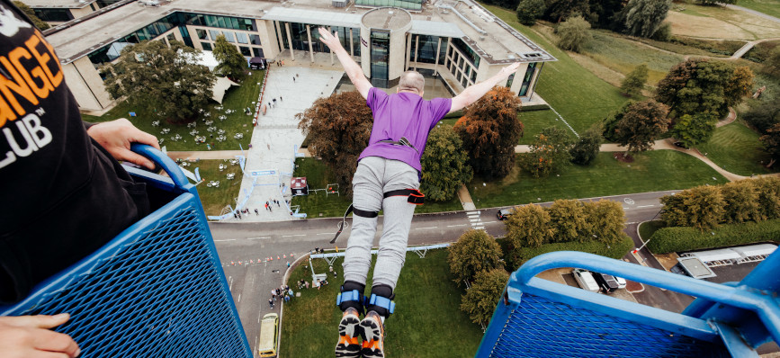 Michael doing a bungee jump