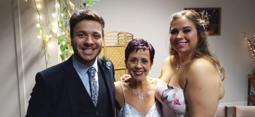 NatWest Group colleague Josh Gibson with his mum and sister.