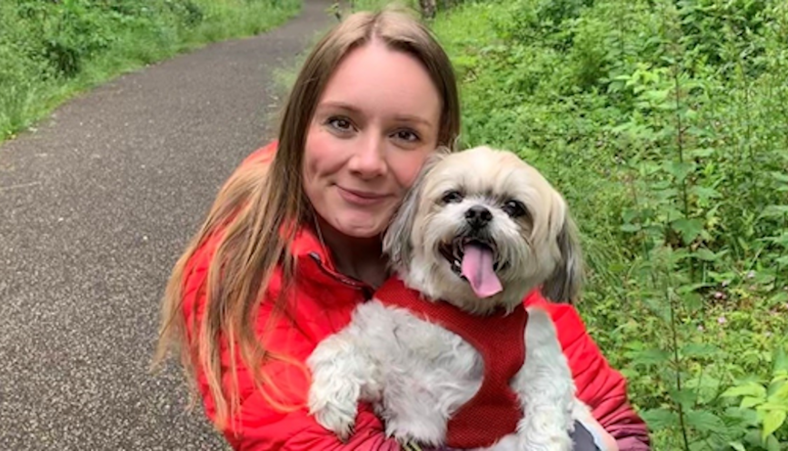 Kerry Banbury holding a dog