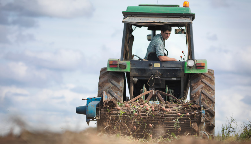 Man driving tractor