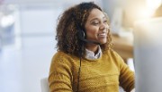 Someone wearing a headset