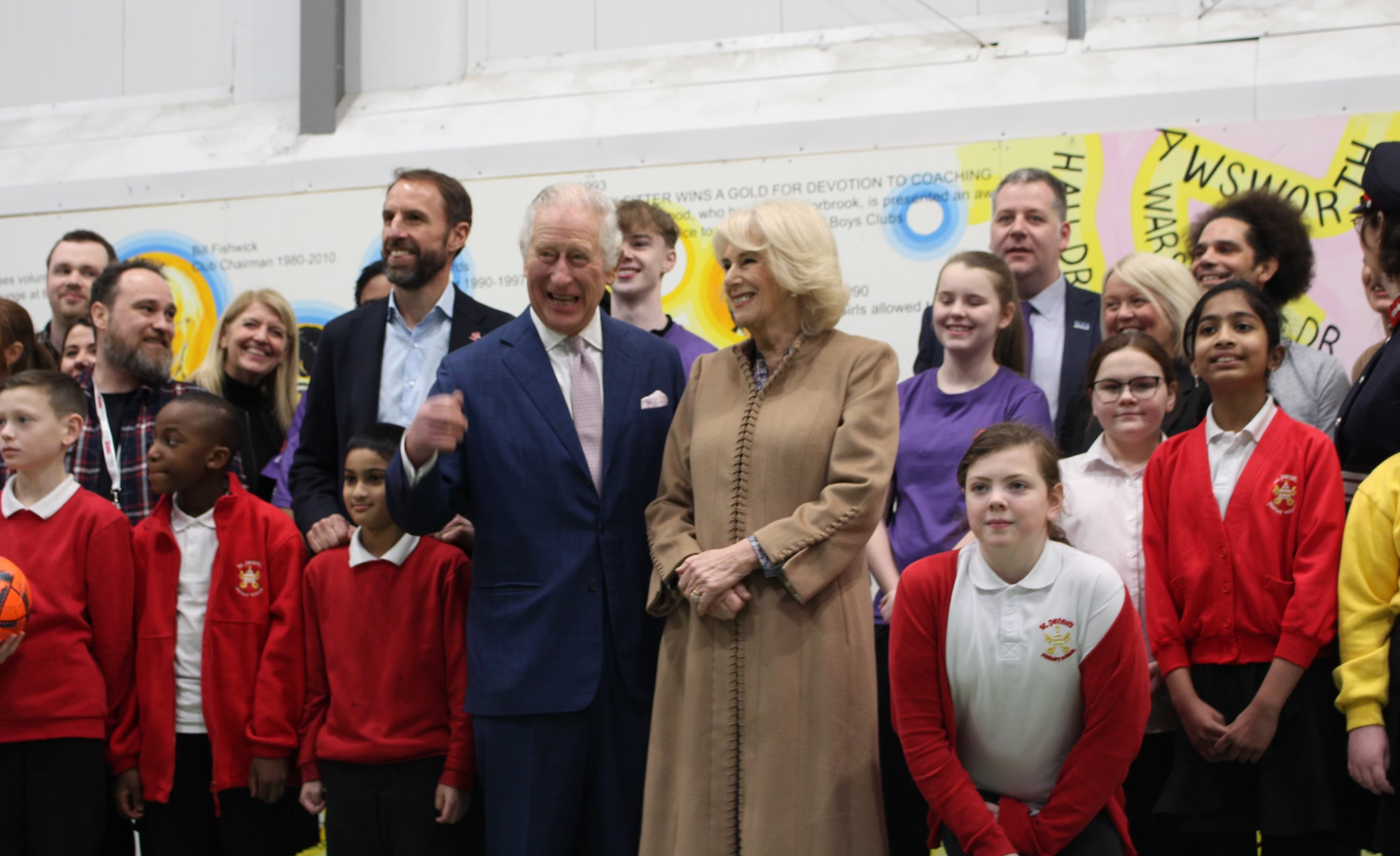 The King and Queen Consort with young people from Norbrook youth club 