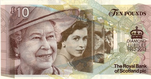 Ten pound note showing Her Majesty The Queen 