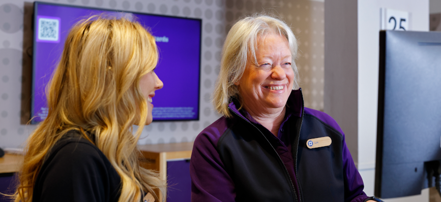 Two NatWest colleagues in a branch