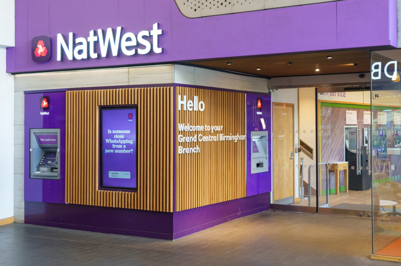 This image shows the inside of a NatWest branch.